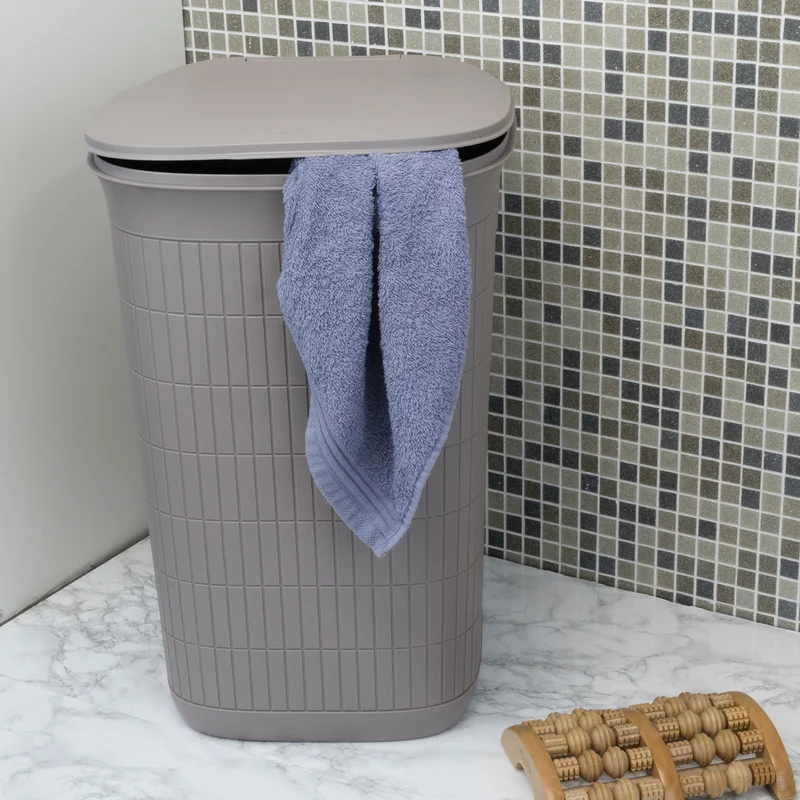 Wäschekorb 50 Liter groß mit Deckel Wäschesammler mit Löcher 38x36x54cm Wäschebox Wäschesortierer Haushaltskorb Korb Haushalt Kunststoff Wäschetruhe Wäschetonne Wäschesack