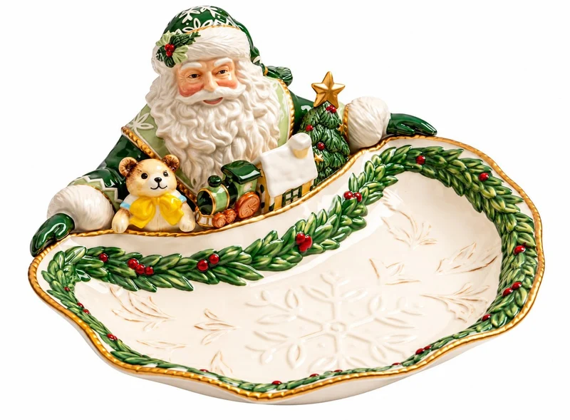 Fitz & Floyd Weihnachtsmann Schlitten-Schale 30 cm
