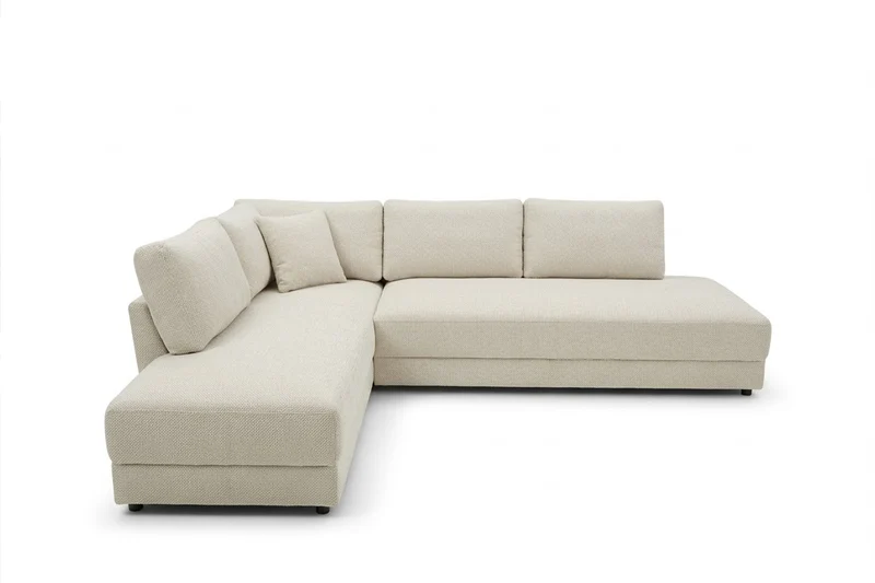 KAWOLA Schlafsofa SADIRA Ecksofa Stoff cremeweiß