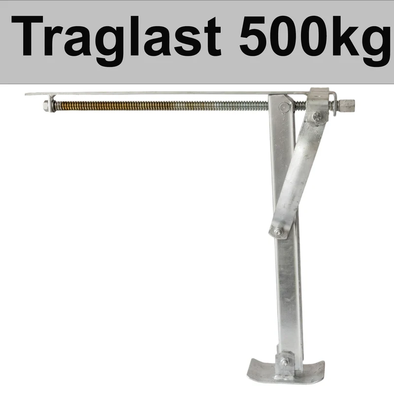 Ausdrehstütze Eckstütze für Wohnwagen Anhänger mit Gelenkfuß aus feuerverzinktem Stahl 45 cm Stützbein 500kg Tragkraft geeignet für Caravan Trailer Abstützung - Gesamtgewicht bis 1000 kg - Nivelierstütze