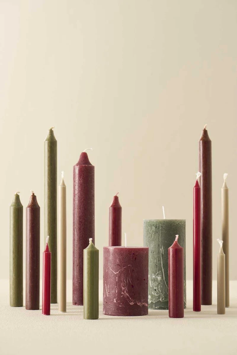 Exklusive Stabkerzen Ribe Rustik 4´er Set Bordeauxrot 18x2,2cm Made in Denmark Spitzkerzen