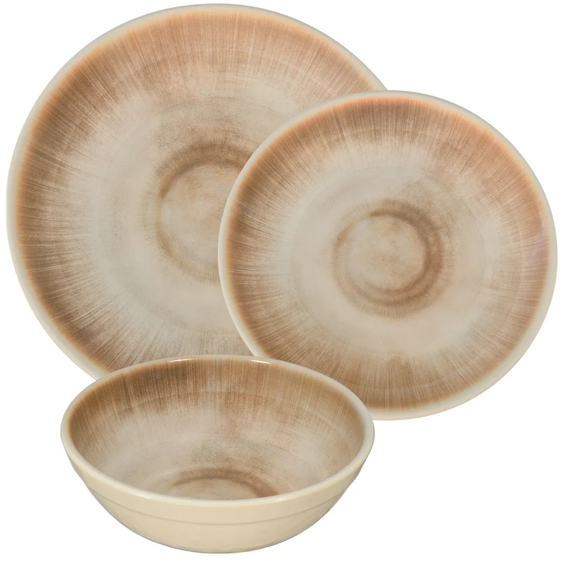Melamin Geschirr Set Jesolo Sand für 2 Personen - 6 Teile - Steingutoptik