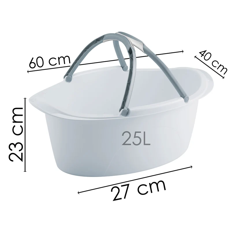 3x runde Schüsseln mit Tragegriff 25 Liter - Waschschüssel Spülschüssel 60 x 40 cm Aufbewahrung