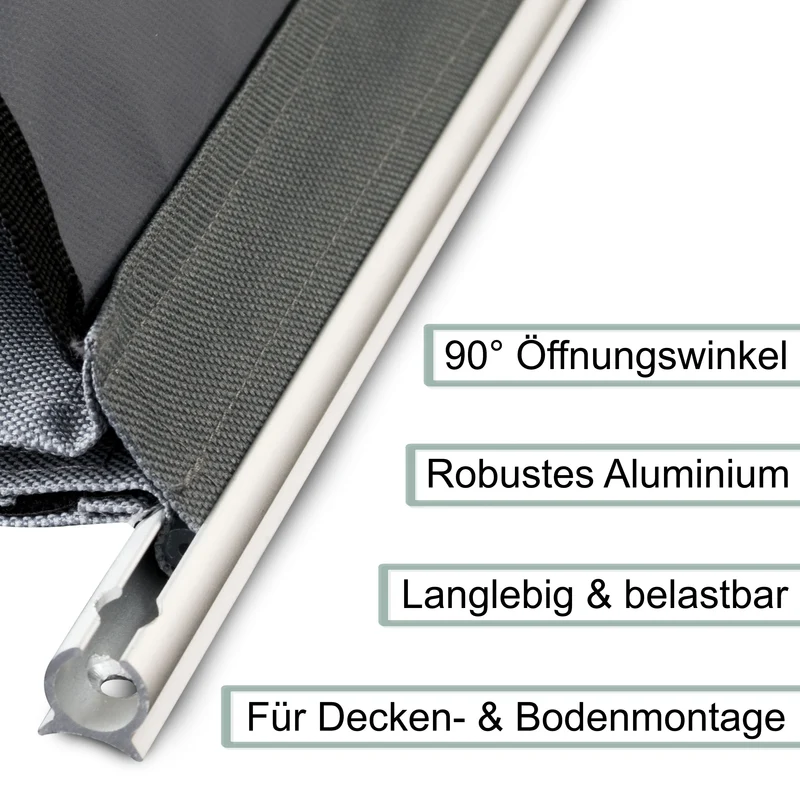 Alu Kederschiene - 1,2 Meter SCHWARZ Kederleiste Ø9mm (passend für 6-8mm Keder) Aluminium Kederprofil Befestigungsleiste für Wohnwagen Wohnmobil Zelt Vorzelt Sonnensegel Schürzenleiste Vorzeltschiene