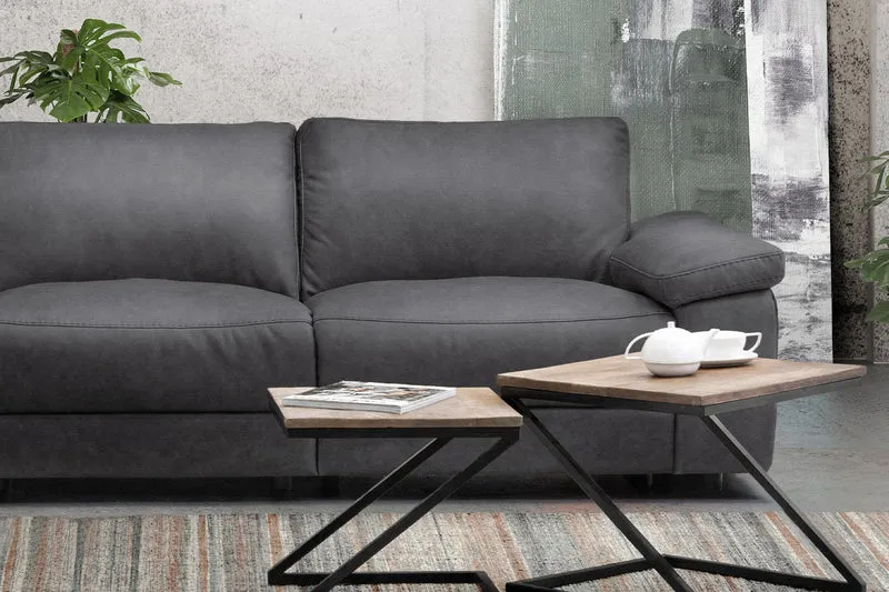 KAWOLA Sofa LOLA Ecksofa Stoff grau mit motorischer Relaxfunktion