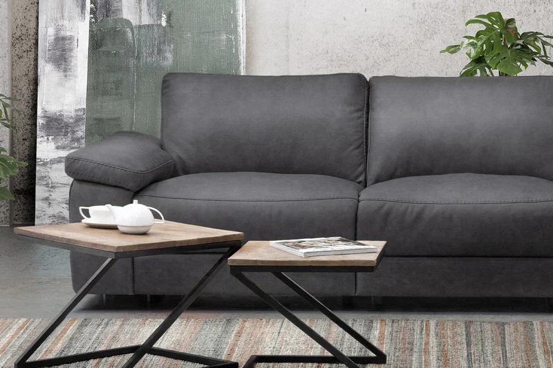 KAWOLA Sofa LOLA Ecksofa Stoff grau mit motorischer Relaxfunktion