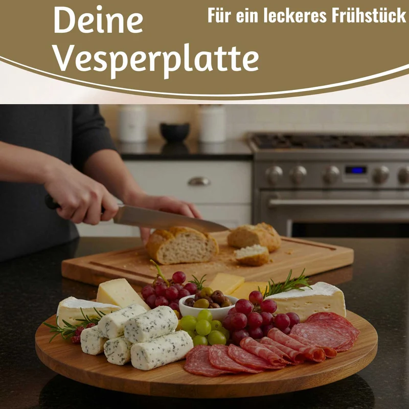 Premium Holz Servierplatte 37cm Akazie Drehteller drehbar Drehtablett Drehplatte