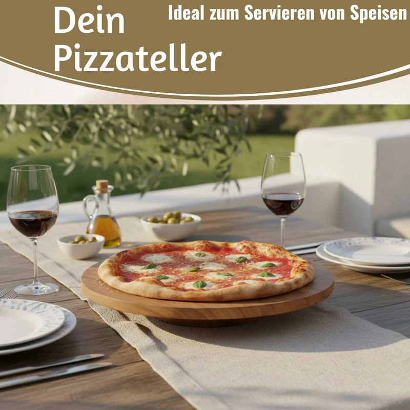 Premium Holz Servierplatte 37cm Akazie Drehteller drehbar Drehtablett Drehplatte