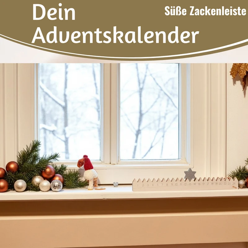 Vintage Holz Adventskalender gehender Stern Silber glänzend 50cm Countdown Xmas Deko