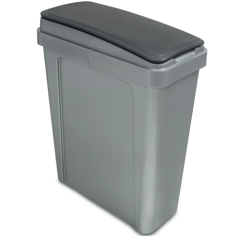 25 Liter Mülltonne Hellgrau Recyclingtonne 20x40x50cm mit abnehmbarem Klappdeckel - Schmal Küche Mistkübel Trash Bin Groß Küchenabfalleimer Papiermülleimer