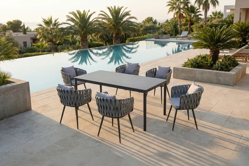 KAWOLA Gartentisch LONGA Outdoor Keramik dunkelgrau 180x90 cm