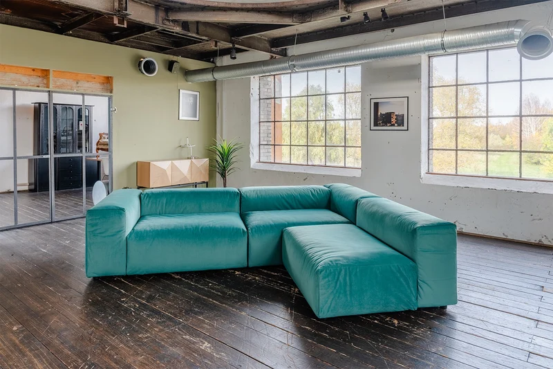 KAWOLA Sofa MIA Modulares Sofa 8-tlg. Velvet grün