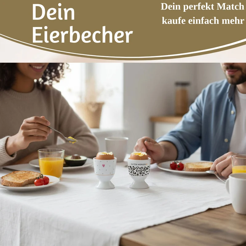 Eierbecher Echt-Gold Spruch "GUTEN MORGEN" Leo Muster Gute Laune Eierhalter