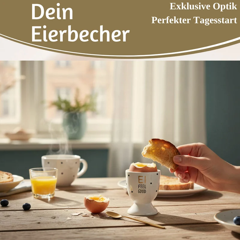 Eierbecher Echt-Gold Spruch "EI FEEL GOOD" Gute Laune Eierhalter