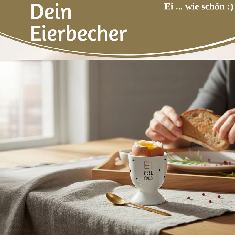 Eierbecher Echt-Gold Spruch "EI FEEL GOOD" Gute Laune Eierhalter