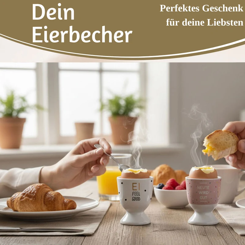 Eierbecher Echt-Gold Spruch "EI FEEL GOOD" Gute Laune Eierhalter