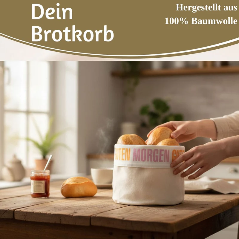 Design Brotkorb Stoffkörbchen Guten Morgen 100% Baumwolle Brotkörbchen Brötchen