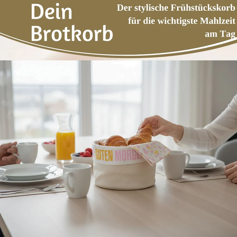 Design Brotkorb Stoffkörbchen Guten Morgen 100% Baumwolle Brotkörbchen Brötchen