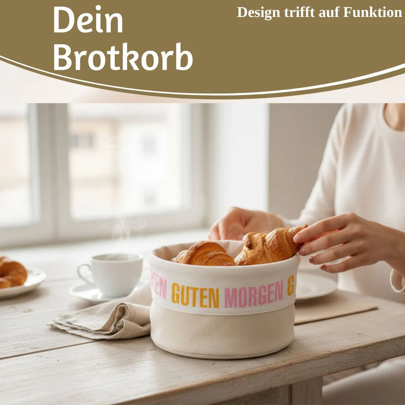 Design Brotkorb Stoffkörbchen Guten Morgen 100% Baumwolle Brotkörbchen Brötchen