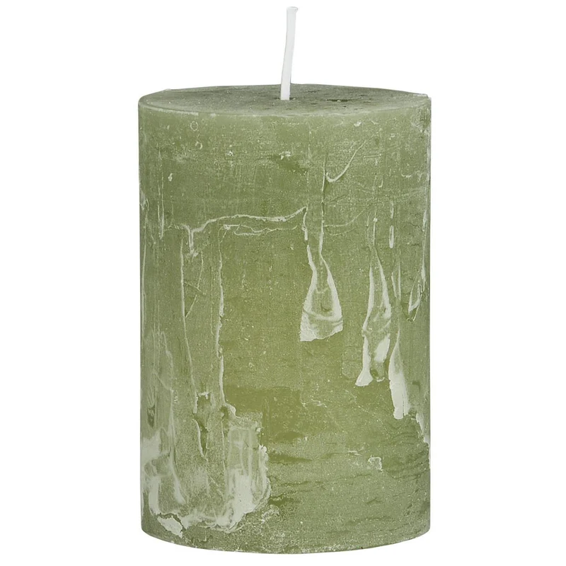 Exklusive Stumpenkerze 10x6,8cm Ribe Rustik Grün Green Tea - Made in EU - Wachskerze