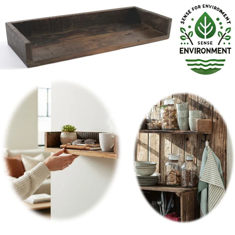 IB Laursen Industrial Holz Ziegelform Wandregal 60cm Braun Küchenregal Bücherregal Wandboard