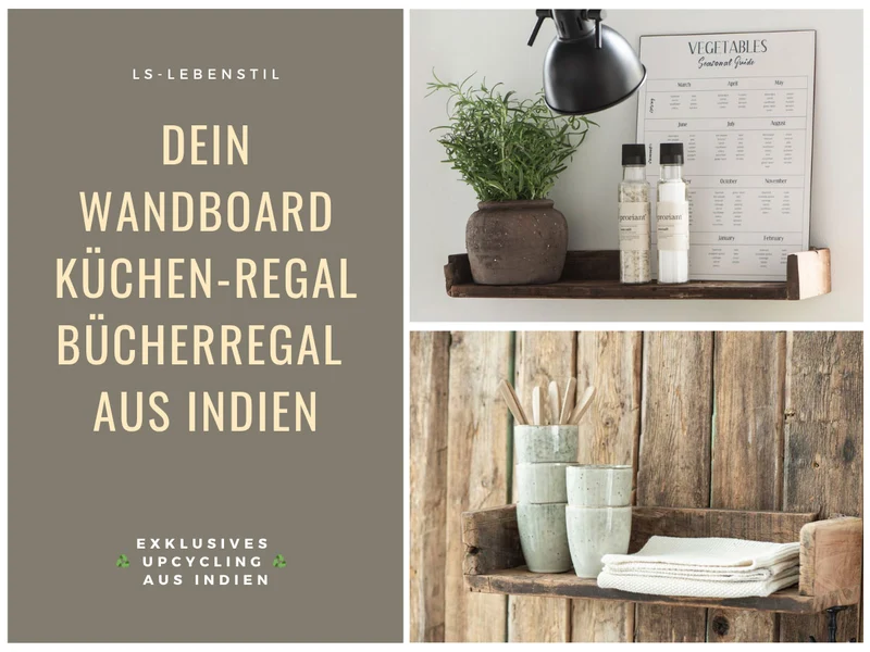 IB Laursen Industrial Holz Ziegelform Wandregal 60cm Braun Küchenregal Bücherregal Wandboard