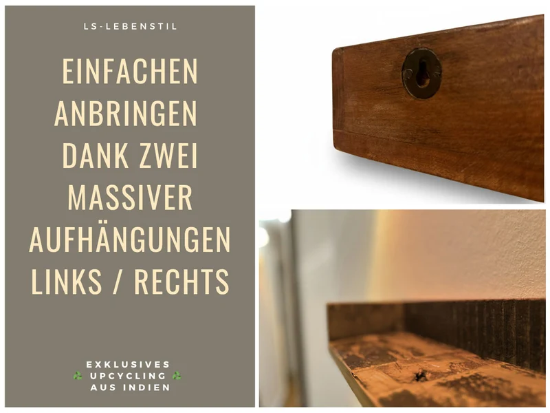 IB Laursen Industrial Holz Ziegelform Wandregal 60cm Braun Küchenregal Bücherregal Wandboard