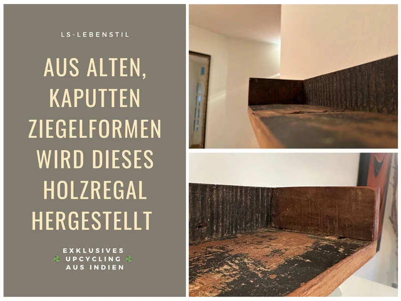 IB Laursen Industrial Holz Ziegelform Wandregal 45cm Braun Küchenregal Bücherregal Wandboard