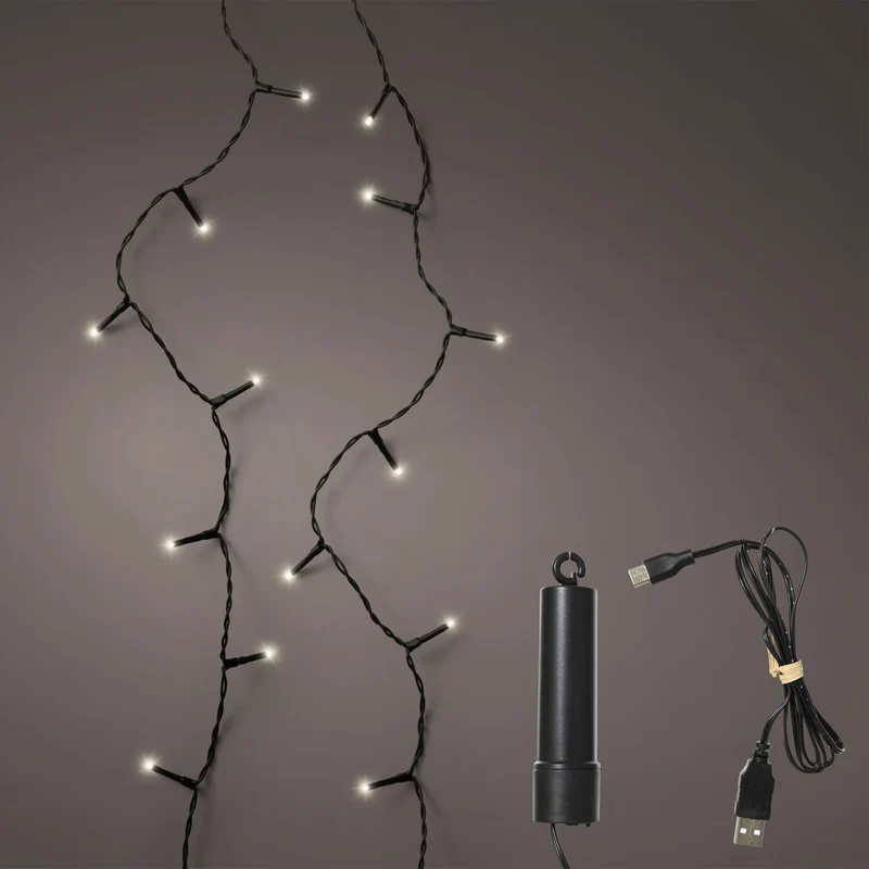 USB LED Lichterkette 100 Lampen 7,4 Meter 8 Lichteffekte Timer Batterie Warm-Weiß