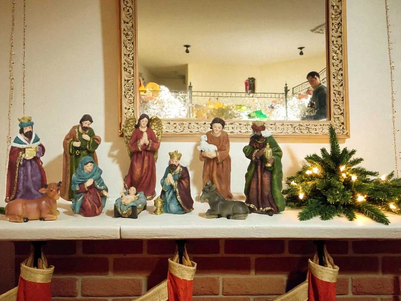 Krippenfiguren Set 10 Figuren 13cm Traditionell Handbemalt Krippe Krippenset Xmas