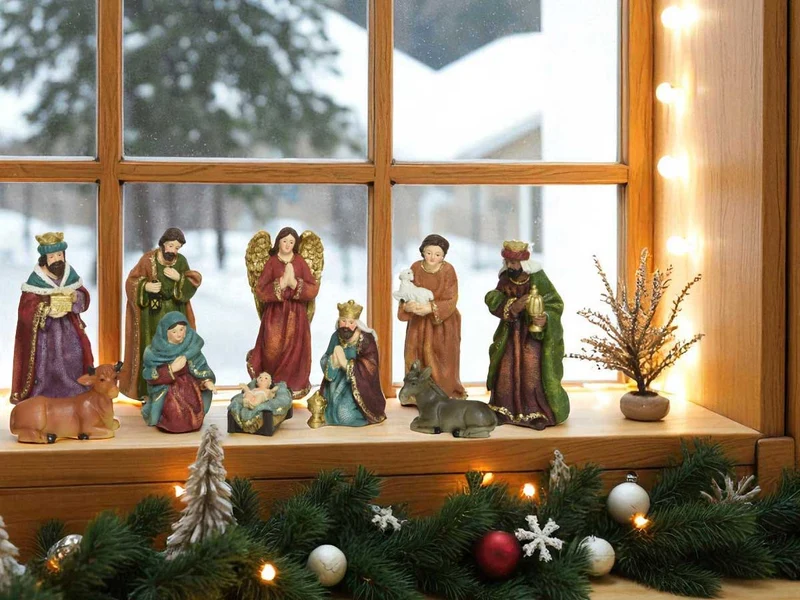Krippenfiguren Set 10 Figuren 13cm Traditionell Handbemalt Krippe Krippenset Xmas