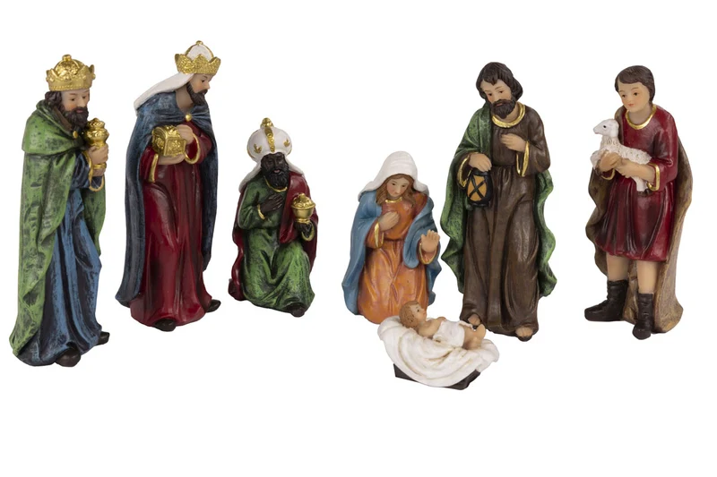 Krippenfiguren Set 7 Figuren 12cm Traditionell Handbemalt Krippe Krippenset Xmas