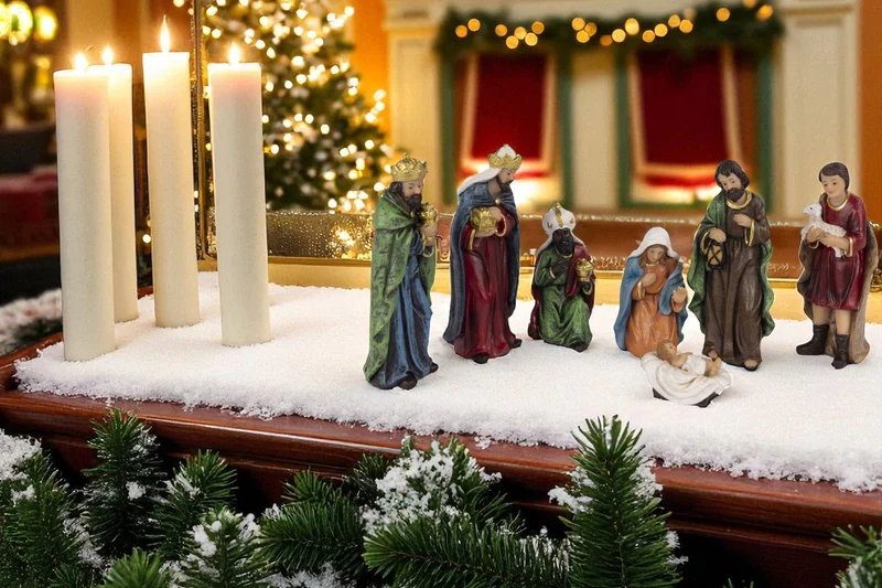Krippenfiguren Set 7 Figuren 12cm Traditionell Handbemalt Krippe Krippenset Xmas