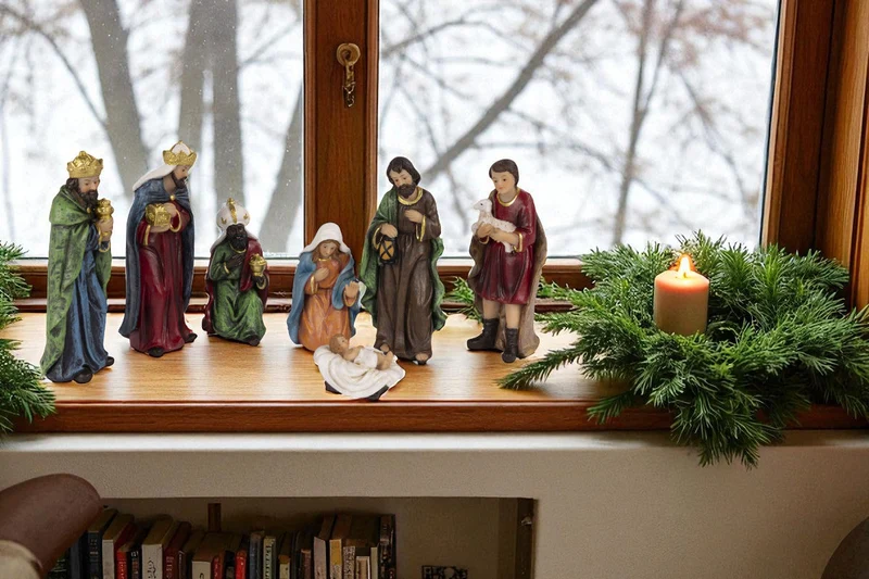 Krippenfiguren Set 7 Figuren 12cm Traditionell Handbemalt Krippe Krippenset Xmas