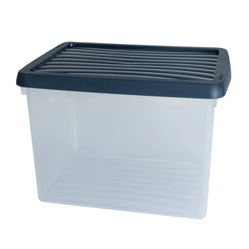 AUFBEWAHRUNGSBOX - 6,7 Liter - Aufbewahrungsbox mit Deckel - 28x17,5x20,5cm transparent Navy Blau - stapelbar - Kunststoff Box Stapelkiste Büro Storage Aufbewahrung