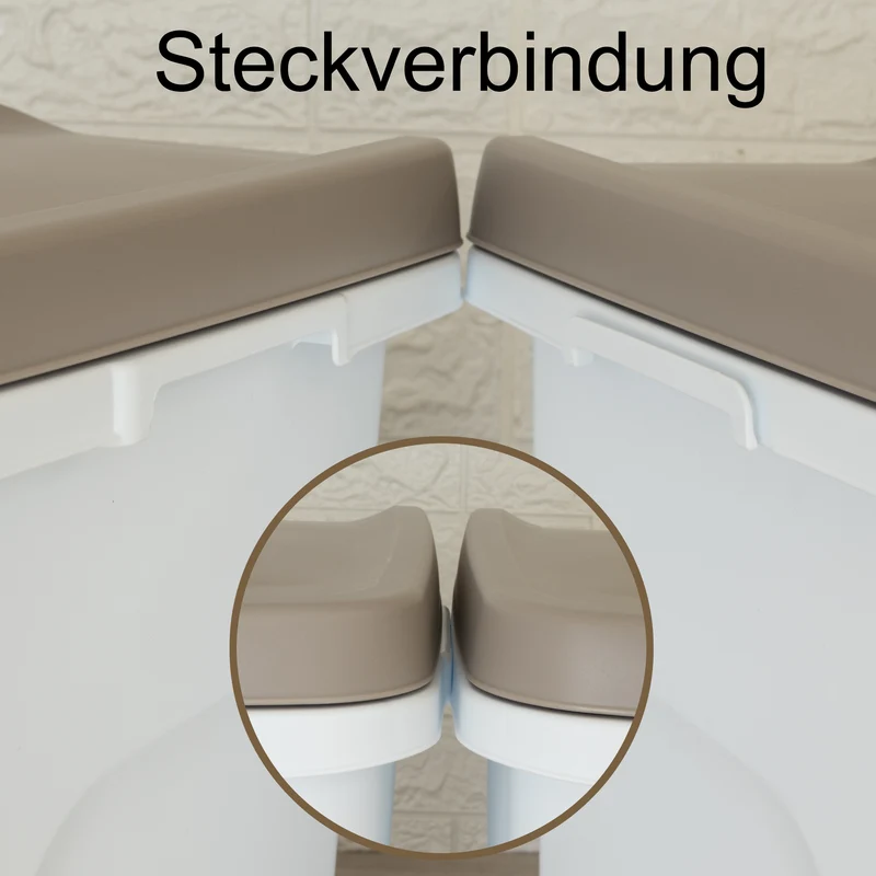 Abfalleimer 15 Liter Weiß-Taupe 33x22x41cm - mit Gummidichtung im Deckel verschließbar Geruchstdichter Mülleimer Biomüll Windeleimer Wickeleimer Hygieneeimer Katzeneimer Küche Kompost