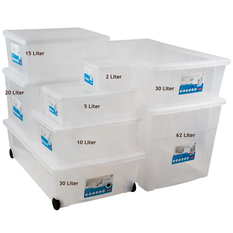 6 x Aufbewahrungsbox mit Deckel 5 Liter - 32x19x11 cm - transparent stapelbar LEBENSMITTELECHT - Kunststoff Box Kiste - Plastik Behälter Organizer - Büro Haushalt Küche Kinderzimmer Spielzeugkiste