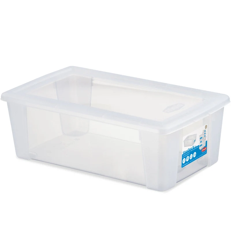 12 x Aufbewahrungsbox mit Deckel 5 Liter - 32x19x11 cm - transparent stapelbar LEBENSMITTELECHT - Kunststoff Box Kiste - Plastik Behälter Organizer - Büro Haushalt Küche Kinderzimmer Spielzeugkiste