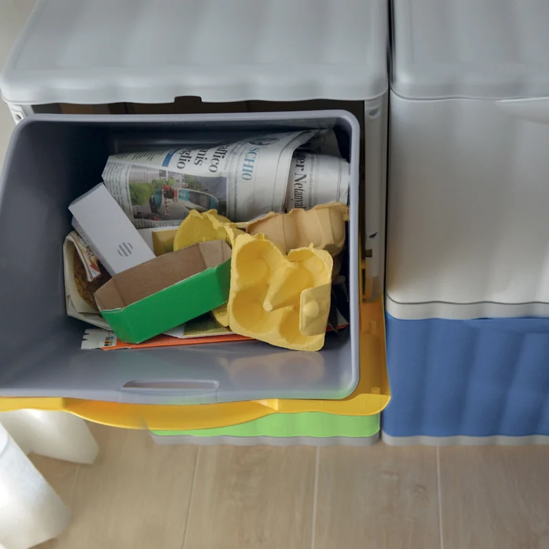 Mülleimer 20 Liter mit Kippfunktion Modulsystem - 40x40x30cm - separater Eimer - Mülltrennung Recycling Abfallsammler - Wandbefestigung - Müll Papierkorb Abfalleimer Abfallbehälter