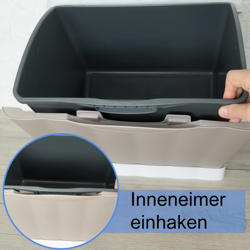 Mülleimer 20 Liter mit Kippfunktion Modulsystem - 40x40x30cm - separater Eimer - Mülltrennung Recycling Abfallsammler - Wandbefestigung - Müll Papierkorb Abfalleimer Abfallbehälter