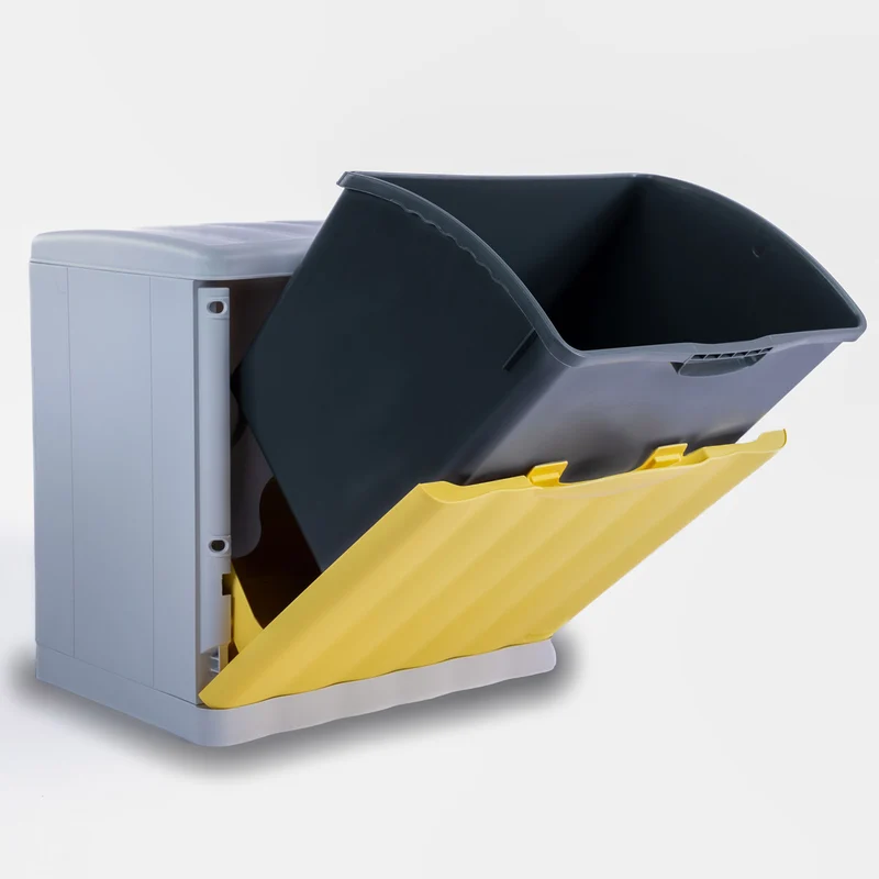 Mülleimer 20 Liter mit Kippfunktion Modulsystem - 40x40x30cm - separater Eimer - Mülltrennung Recycling Abfallsammler - Wandbefestigung - Müll Papierkorb Abfalleimer Abfallbehälter