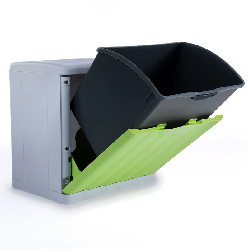 Mülleimer 20 Liter mit Kippfunktion Modulsystem - 40x40x30cm - separater Eimer - Mülltrennung Recycling Abfallsammler - Wandbefestigung - Müll Papierkorb Abfalleimer Abfallbehälter