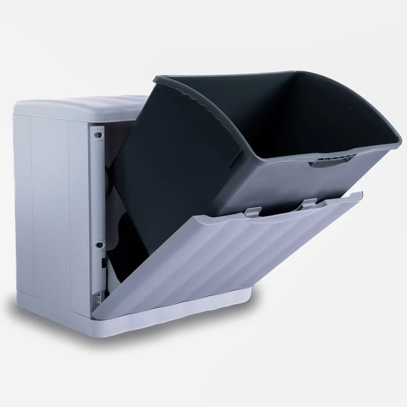 Mülleimer 20 Liter mit Kippfunktion Modulsystem - 40x40x30cm - separater Eimer - Mülltrennung Recycling Abfallsammler - Wandbefestigung - Müll Papierkorb Abfalleimer Abfallbehälter