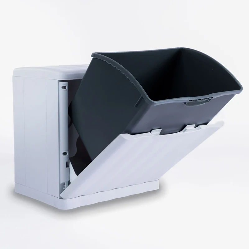 Mülleimer 20 Liter mit Kippfunktion Modulsystem - 40x40x30cm - separater Eimer - Mülltrennung Recycling Abfallsammler - Wandbefestigung - Müll Papierkorb Abfalleimer Abfallbehälter