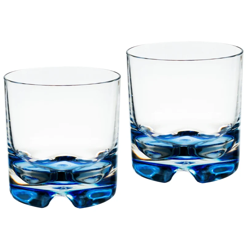Melamin Geschirr Set Jesolo Blau für 2 Personen - 8 Teile - mit blauem Trinkglas 200ml aus Polycarbonat - Steingutoptik Campinggeschirr