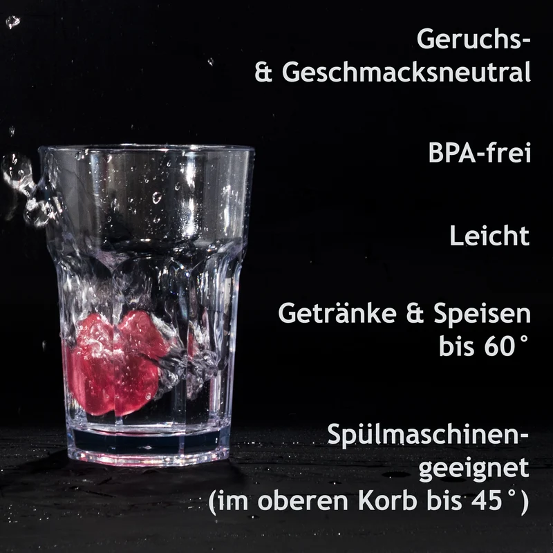 Melamin Geschirr Set Adria Blue für 4 Personen - 16 Teile Blau - mit farblich passenden Trinkgläsern 400 ml aus Acryl Steingutoptik Campinggeschirr