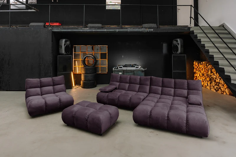 KAWOLA Sessel VIVIEN Drehsessel Velvet purple
