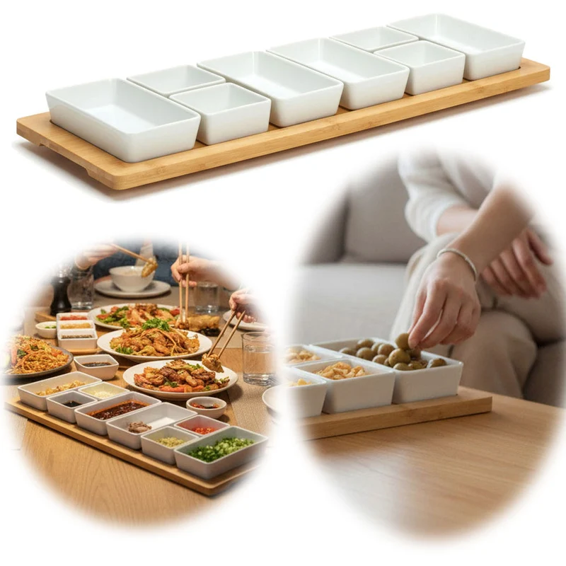 XL Tapas Snacktablett Snackteller 9-fach Set 58cm Eckig Serviertablett Snackschalen