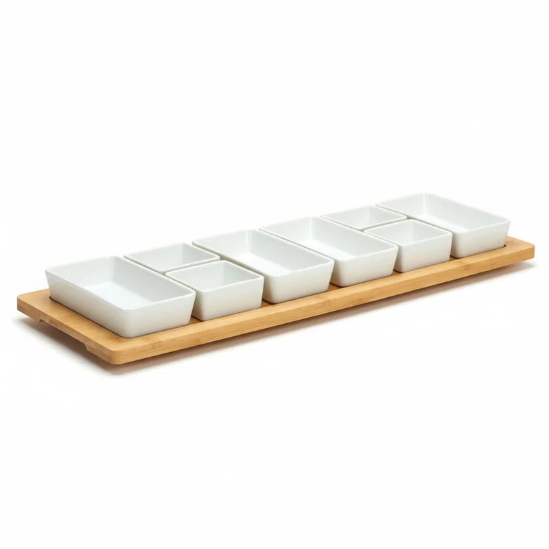 XL Tapas Snacktablett Snackteller 9-fach Set 58cm Eckig Serviertablett Snackschalen