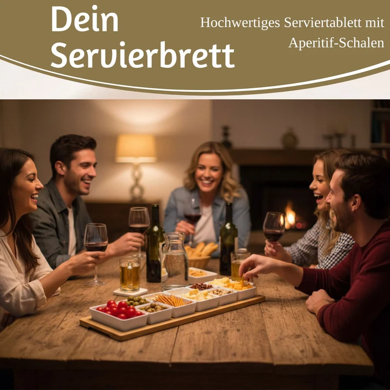 XL Tapas Snacktablett Snackteller 9-fach Set 58cm Eckig Serviertablett Snackschalen